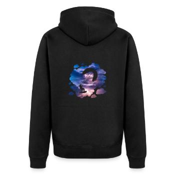 Double Exposure Kite Surfing Abenteuer Geschenk - Unisex Premium Bio Zip Hoodie - Schwarz - Hinten - Nico (187cm)
