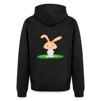süßer Osterhase - Unisex Premium Bio Zip Hoodie - Schwarz - Hinten - Nico (187cm)