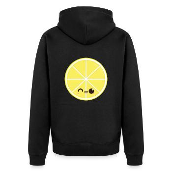 Kawaii lemon slice - Unisex Premium Organic Zip Hoodie - black - Back - Nico (187cm)