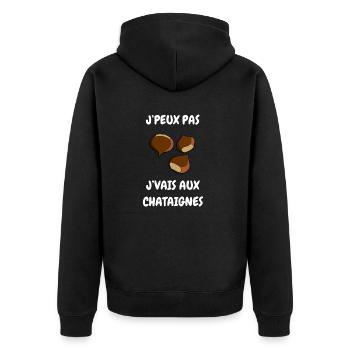 J’peux pas j’vais au châtaignes - Veste à capuche bio Premium Unisexe - noir - Dos - Nico (187cm)