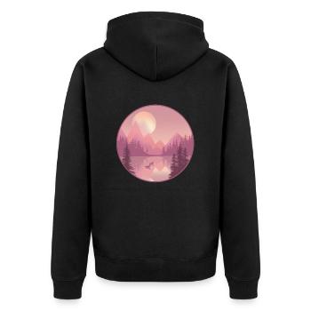 Ein Tag am See - Unisex Premium Bio Zip Hoodie - Schwarz - Hinten - Nico (187cm)