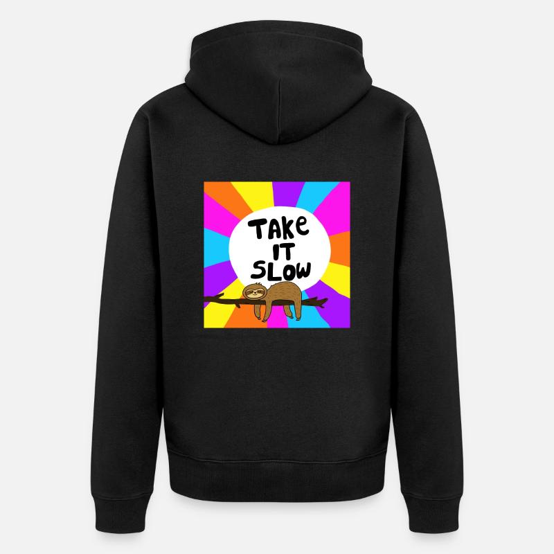 Take It Slow Sloth - Veste à capuche bio Premium Unisexe - noir