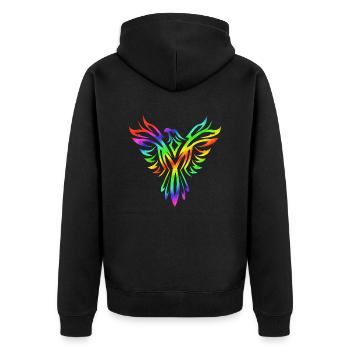 Phoenix Bogen in Himmel - Unisex Premium Bio Zip Hoodie - Schwarz - Hinten - Nico (187cm)
