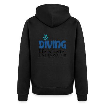 Sayings for divers - Unisex Premium Organic Zip Hoodie - black - Back - Nico (187cm)