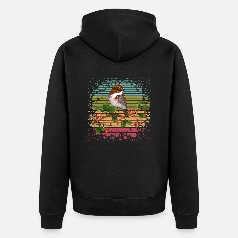 Bunter Vogel - Unisex Premium Bio Zip Hoodie - Schwarz