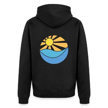 Sonne & Meer - Unisex Premium Bio Zip Hoodie - Schwarz - Hinten - Nico (187cm)