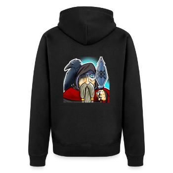 Haarglättung Odin - Unisex Premium Bio Zip Hoodie - Schwarz - Hinten - Nico (187cm)