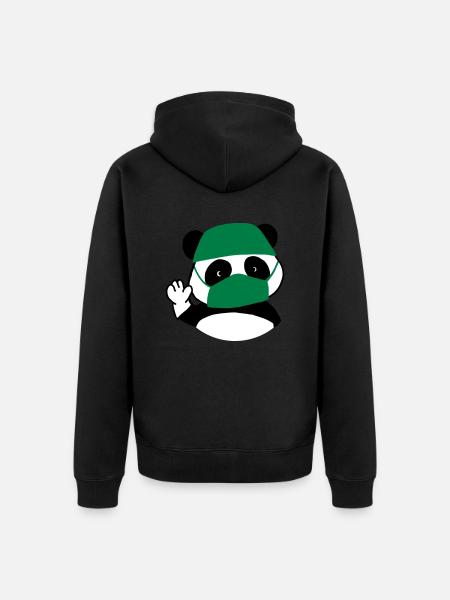 Panda surgeon operating room - Unisex Premium Organic Zip Hoodie - black