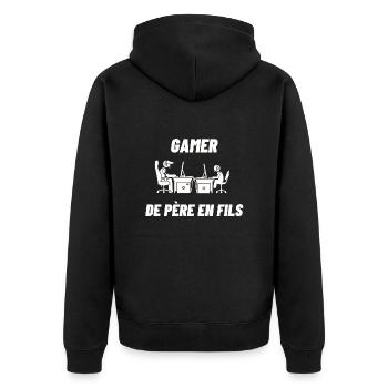 Cadeau 'Gamer de Père en Fils', pour Gamer - Veste à capuche bio Premium Unisexe - noir - Dos - Nico (187cm)