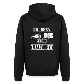I'm sexy and I Tow It fun caravanning, camping - Unisex Premium Organic Zip Hoodie - black - Back - Nico (187cm)