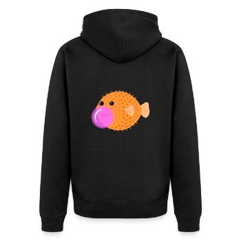 Kugelfisch Kaugummi Kinder lustige Geschenkidee - Unisex Premium Bio Zip Hoodie - Schwarz - Hinten - Nico (187cm)