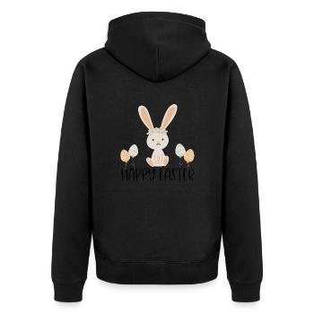 Happy Easter - Osterhase - Unisex Premium Bio Zip Hoodie - Schwarz - Hinten - Nico (187cm)