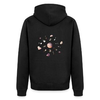 Mandala lila und rosa Steine - Unisex Premium Bio Zip Hoodie - Schwarz - Hinten - Nico (187cm)