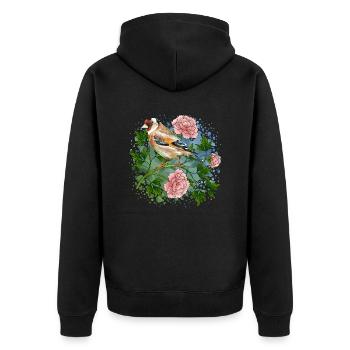 Bunte Vogel - Unisex Premium Bio Zip Hoodie - Schwarz - Hinten - Nico (187cm)