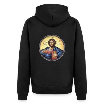 Jesus Christ Icon Pantocrator - Unisex Premium Organic Zip Hoodie - black - Back - Nico (187cm)