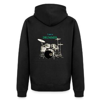 I am a Drummer Schlagzeuger Schlagzeug - Unisex Premium Bio Zip Hoodie - Schwarz - Hinten - Nico (187cm)