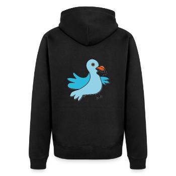 Taube - Unisex Premium Bio Zip Hoodie - Schwarz - Hinten - Nico (187cm)