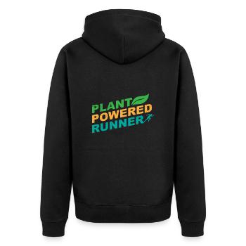 Plant Powered Runner Jogger Funny Gift Idea - Unisex Premium Organic Zip Hoodie - black - Back - Nico (187cm)
