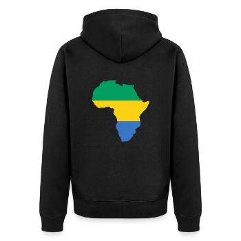 Gabun - Unisex Premium Bio Zip Hoodie - Schwarz - Hinten - Nico (187cm)