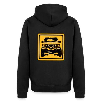 Yellow XJ - Unisex Premium Organic Zip Hoodie - black - Back - Nico (187cm)