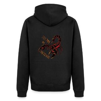 Skorpion Sternzeichen @ Markus - Unisex Premium Bio Zip Hoodie - Schwarz - Hinten - Nico (187cm)