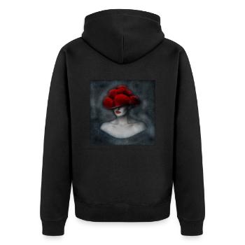Schwarzwald Lady Art 1.0 - Unisex Premium Bio Zip Hoodie - Schwarz - Hinten - Nico (187cm)