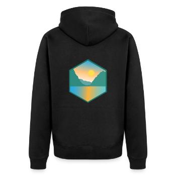 Fjord Norway Mountain and Lake Gift Idea - Unisex Premium Organic Zip Hoodie - black - Back - Nico (187cm)