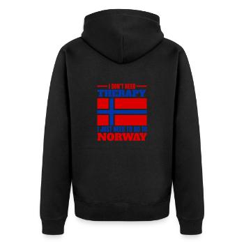 I don't need Therapy I just need to go to Norway - Unisex Premium Organic Zip Hoodie - black - Back - Nico (187cm)