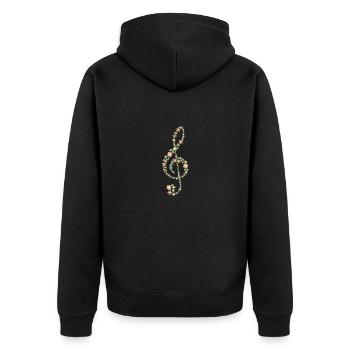 Clé de violon Fleurs printanières Mélodouilles - Veste à capuche bio Premium Unisexe - noir - Dos - Nico (187cm)