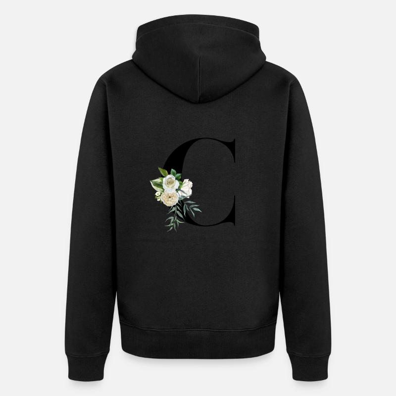 lettre C fleuris - Veste à capuche bio Premium Unisexe - noir