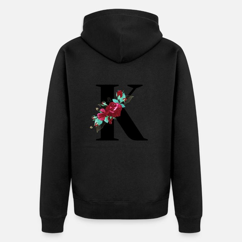 lettre k fleuris - Veste à capuche bio Premium Unisexe - noir