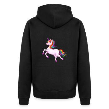 unicorn - Unisex Premium Bio Zip Hoodie - Schwarz - Hinten - Nico (187cm)