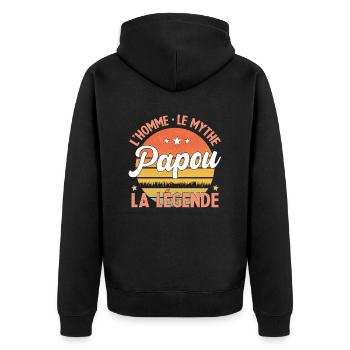 Papou L'homme Le Mythe La Légende Cadeau Papou - Veste à capuche bio Premium Unisexe - noir - Dos - Nico (187cm)