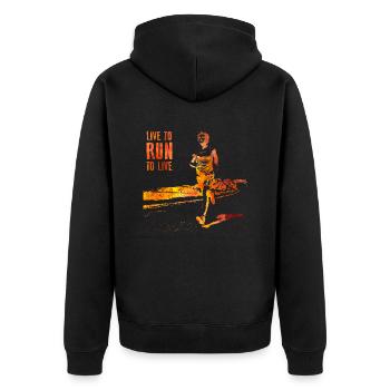 Run - Unisex Premium Organic Zip Hoodie - black - Back - Nico (187cm)
