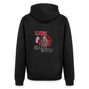 Mars Space Tours - Space Space Man Woman - Unisex Premium Organic Zip Hoodie - black - Back - Nico (187cm)