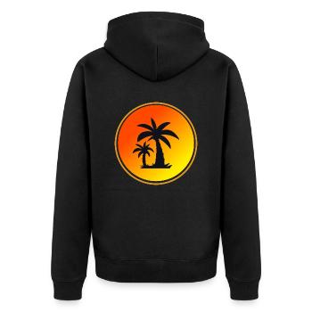 Palm Circle Orange Sun - Unisex Premium Organic Zip Hoodie - black - Back - Nico (187cm)