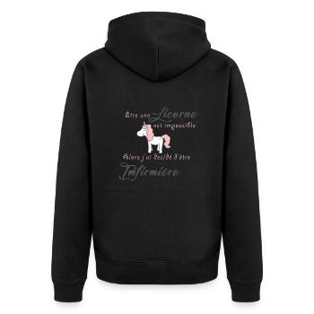 Licorne Infimiere - Veste à capuche bio Premium Unisexe - noir - Dos - Nico (187cm)