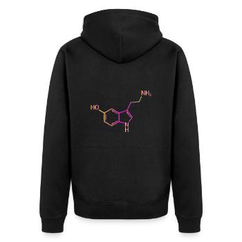 Serotonin Molekül Chemie Glück Geschenkidee - Unisex Premium Bio Zip Hoodie - Schwarz - Hinten - Nico (187cm)