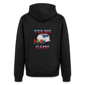 Yes We Canip Caravan Art - Unisex Premium Bio Zip Hoodie - Schwarz - Hinten - Nico (187cm)