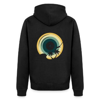 Vinyl Record Summer Sun Vibes Retro Sunset - Unisex Premium Bio Zip Hoodie - Schwarz - Hinten - Nico (187cm)