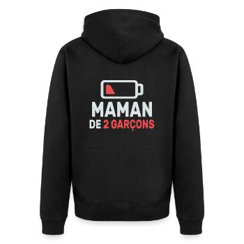 Maman de deux garçons - Veste à capuche bio Premium Unisexe - noir - Dos - Nico (187cm)