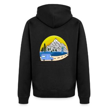 VAN LIFE VANLIFER NOMADS - Unisex Premium Bio Zip Hoodie - Schwarz - Hinten - Nico (187cm)