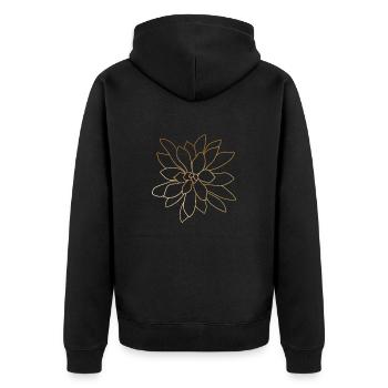 Gold Foliage Flower Line Art - Unisex Premium Organic Zip Hoodie - black - Back - Nico (187cm)