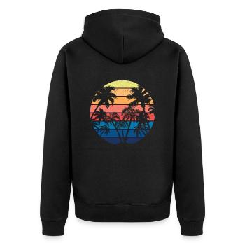 Sunshine & Palm Trees - Holiday SUN - Unisex Premium Bio Zip Hoodie - Schwarz - Hinten - Nico (187cm)
