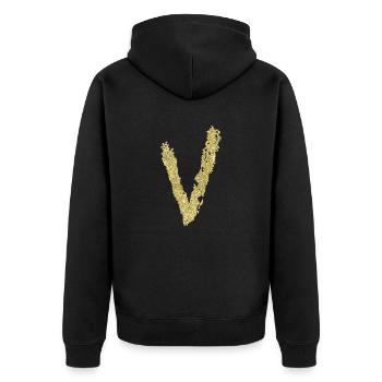 Buchstabe V Geschenk Name 2 - Unisex Premium Bio Zip Hoodie - Schwarz - Hinten - Nico (187cm)