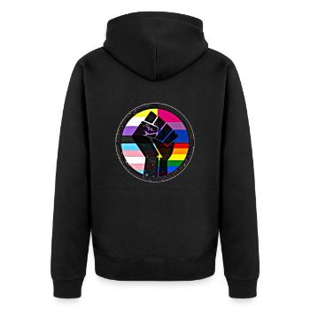 Pride - Unisex Premium Organic Zip Hoodie - black - Back - Nico (187cm)