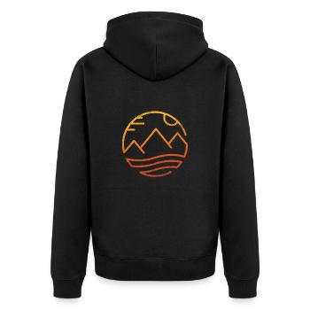Mountains Sea NAtur Sunset Natural Man - Unisex Premium Organic Zip Hoodie - black - Back - Nico (187cm)