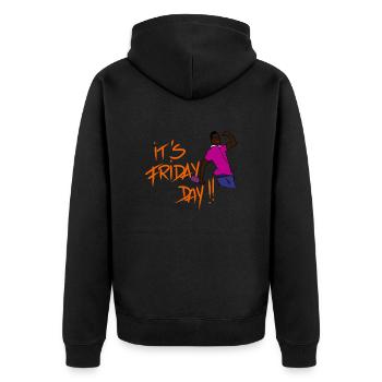 Es ist Freitag ! - Unisex Premium Bio Zip Hoodie - Schwarz - Hinten - Nico (187cm)