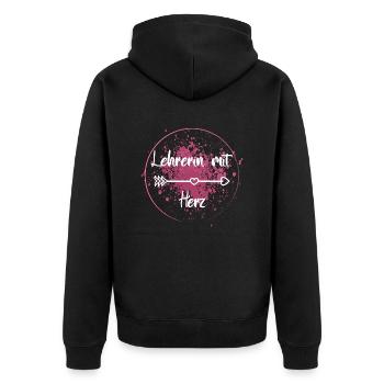 Lehrerin mit Herz Abschied Schulklasse Ruhestand - Unisex Premium Bio Zip Hoodie - Schwarz - Hinten - Nico (187cm)