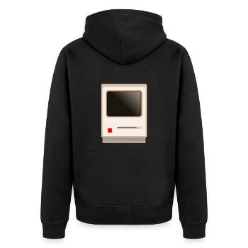 Old Beige Computer - Unisex Premium Bio Zip Hoodie - Schwarz - Hinten - Nico (187cm)